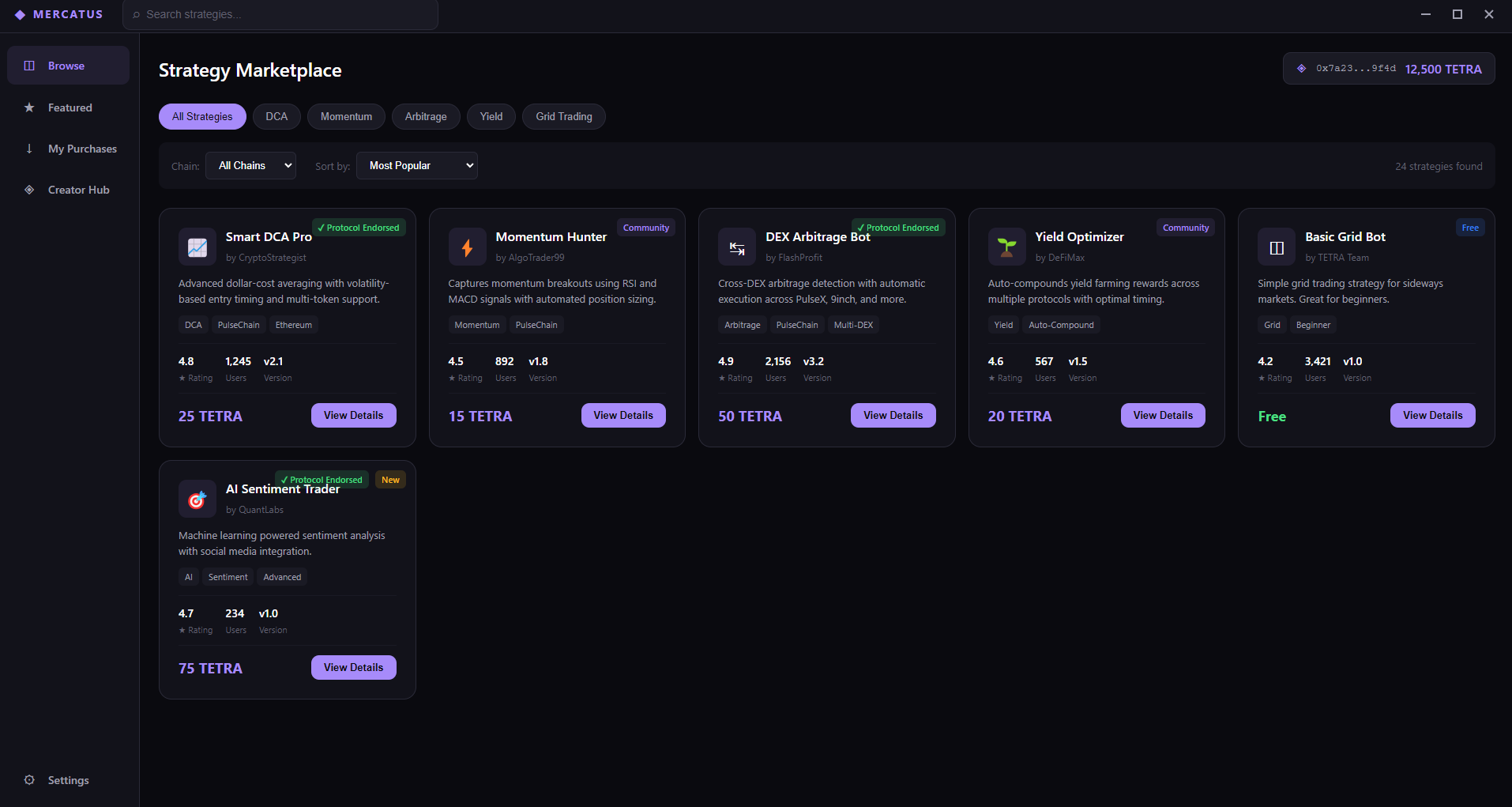 MERCATUS interface preview